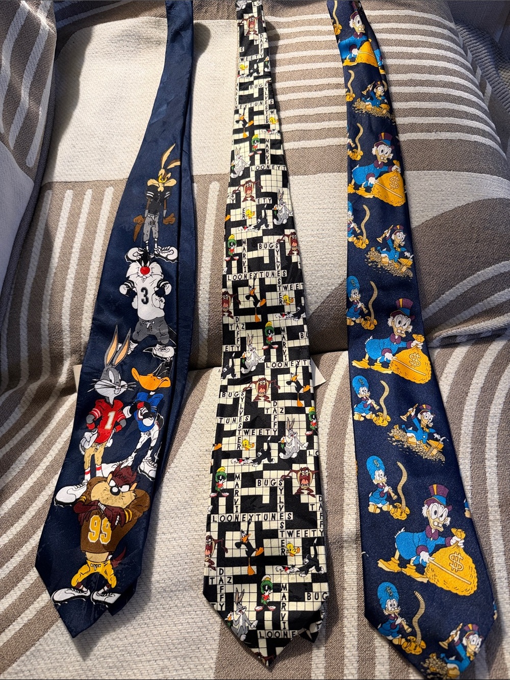 Men's Navy Cartoon Character Tie - Classic Animated Print 3 for 30
